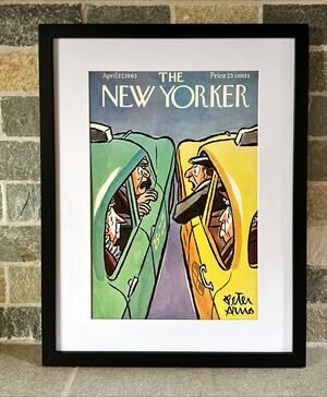Framed 1963 The New Yorker Cover April 27 Peter Arno Taxi Cab Drivers
